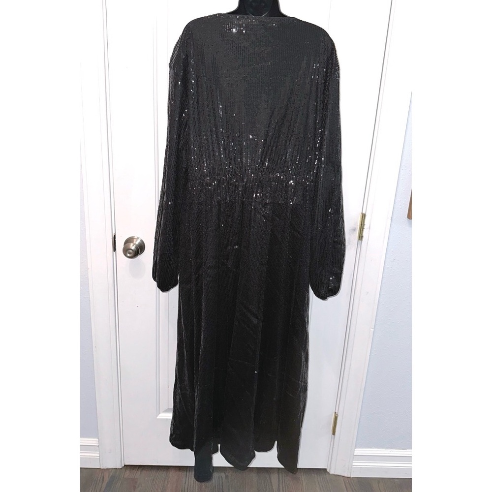 Bloomchic Black Solid Pocket Lantern Sleeve Wrap … - image 5